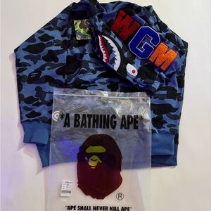 A Bathing Ape Blue Camo Shark Hoodie